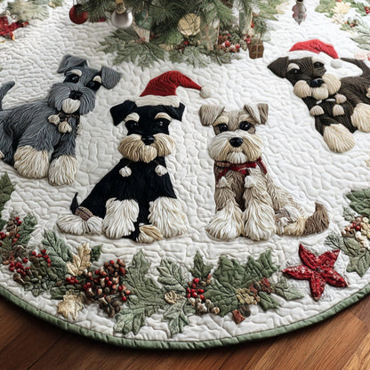 Santa Schnauzer Quilted Christmas Tree Skirt NCU0DV7937