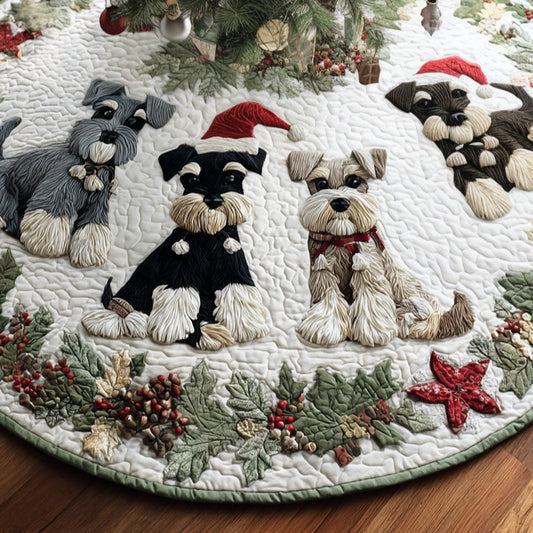 Santa Schnauzer Quilted Christmas Tree Skirt NCU0DV7937