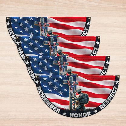 Stand For The Flag, Veteran Christian Cross Memorial Day Non-Pleated Fan Flag TPT2691TNB