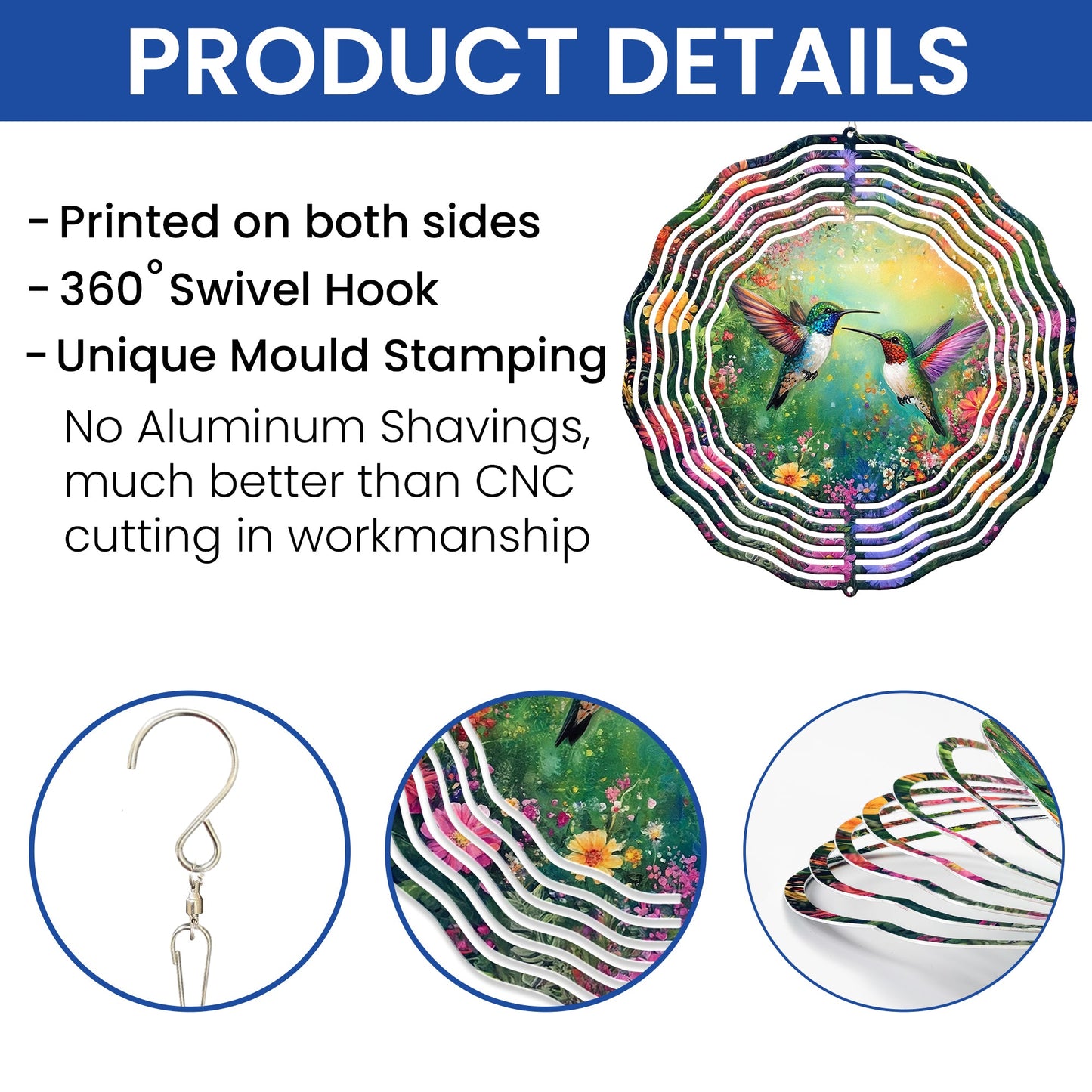 Hummingbird Spring Flower Wind Spinner TQN4625WS