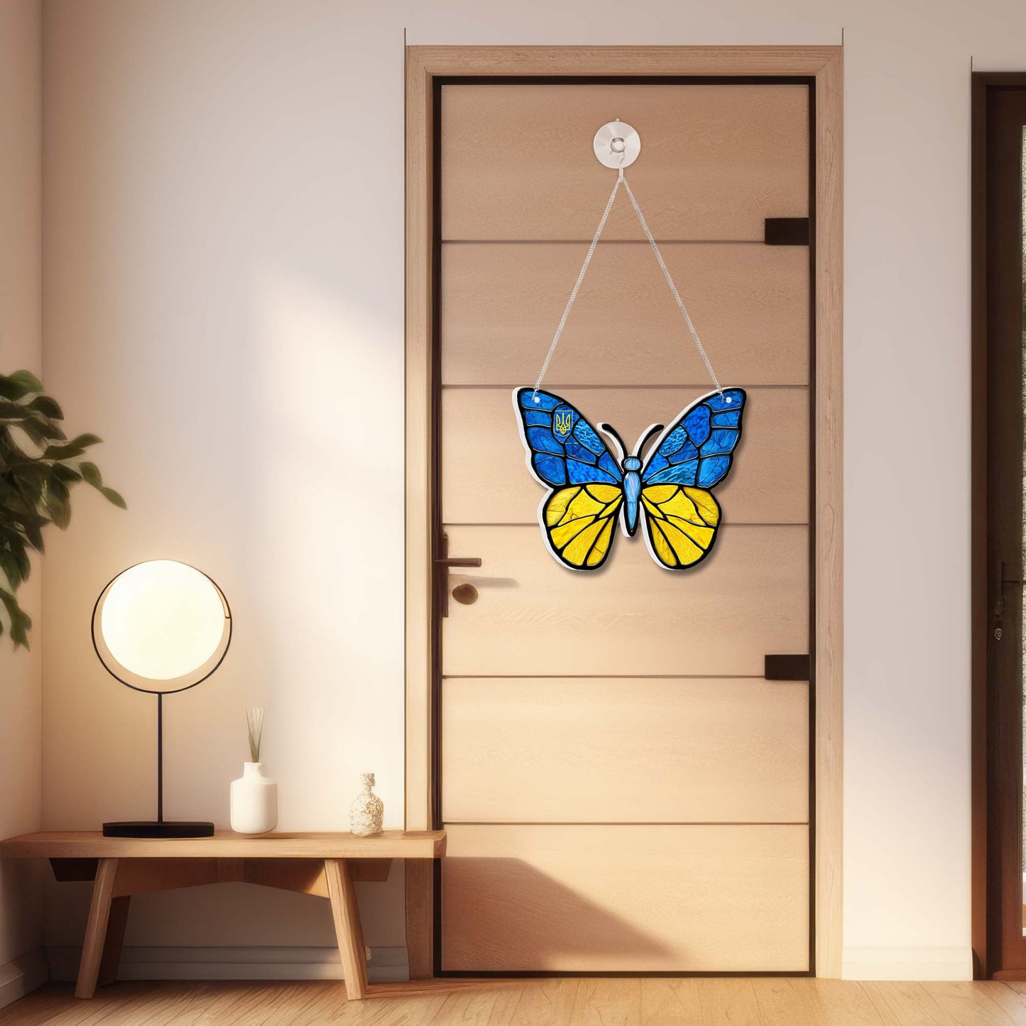Stand With Ukraine Butterfly Blue Yellow Acrylic Suncatcher Hanging Sign TQN4932LTH