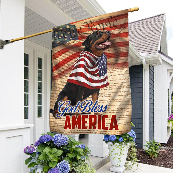 Flagwix American Flag - Patriotic Rottweiler Dog 4th Of july God Bless America Flag Wrapped in Glory TQN1316Fv1