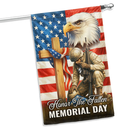 Memorial Day Honor The Fallen Kneeling American Soldier Cross Veteran Flag MLN5595TTH