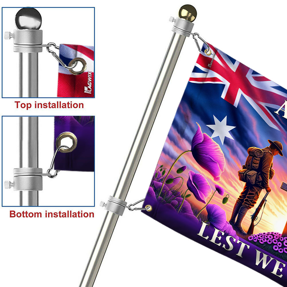 Anzac Day Australia Animals in War Purple Poppy Grommet Flag TQN2510GF