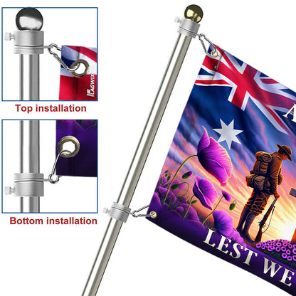 Anzac Day Australia Animals in War Purple Poppy Grommet Flag TQN2510GF