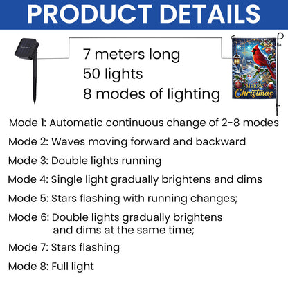 Cardinal Merry Christmas Winter Holiday Solar Led Garden Flag TQN4108SF