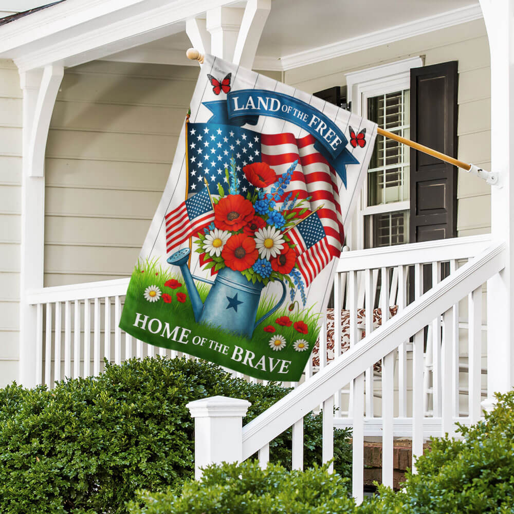 Patriotic Flower Flag Land Of The Free Home Of The Brave