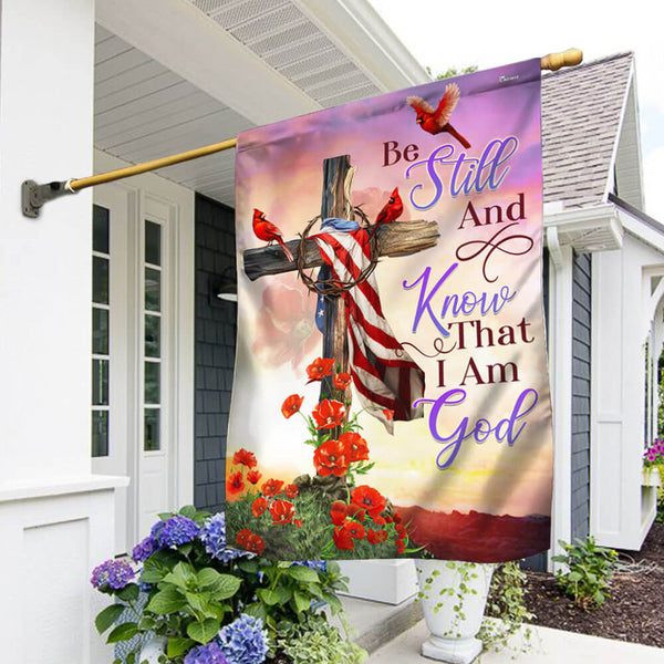 Christian Cross. Be Still And Know That I Am God Flag