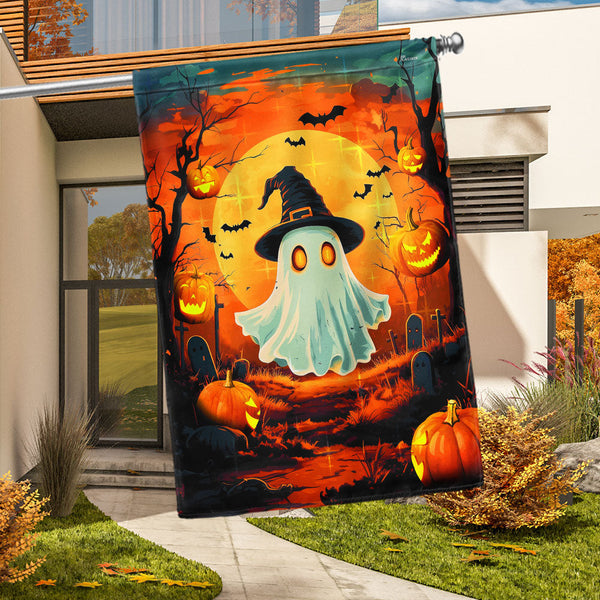 Halloween Flag - Cute Ghost Flag with Double Sided Canvas for Garden Yard Porch Home Decoration