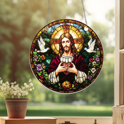 Sacred Heart of Jesus Acrylic Suncatcher Hanging Sign MLN4969AS