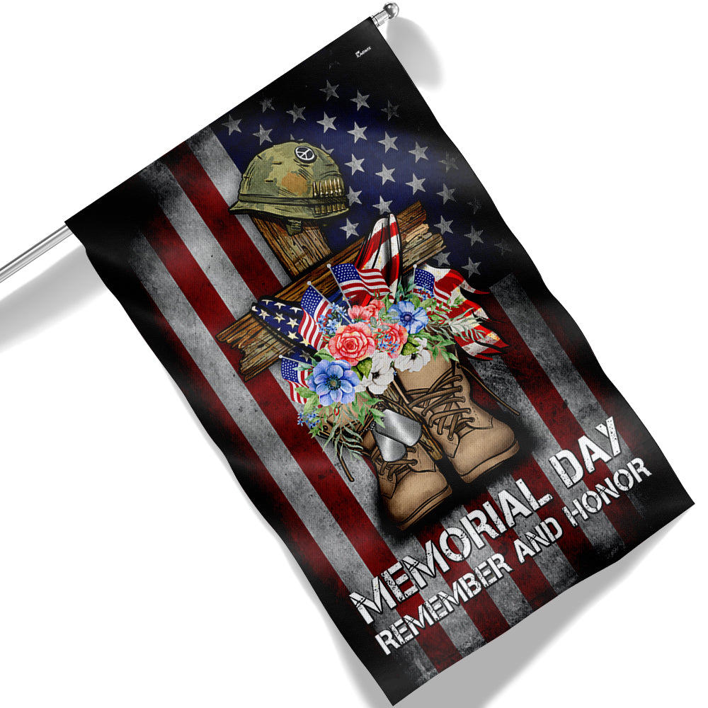 Memorial Day Remember and Honor Veteran Boots Patriotic Flag MLN5330NTH