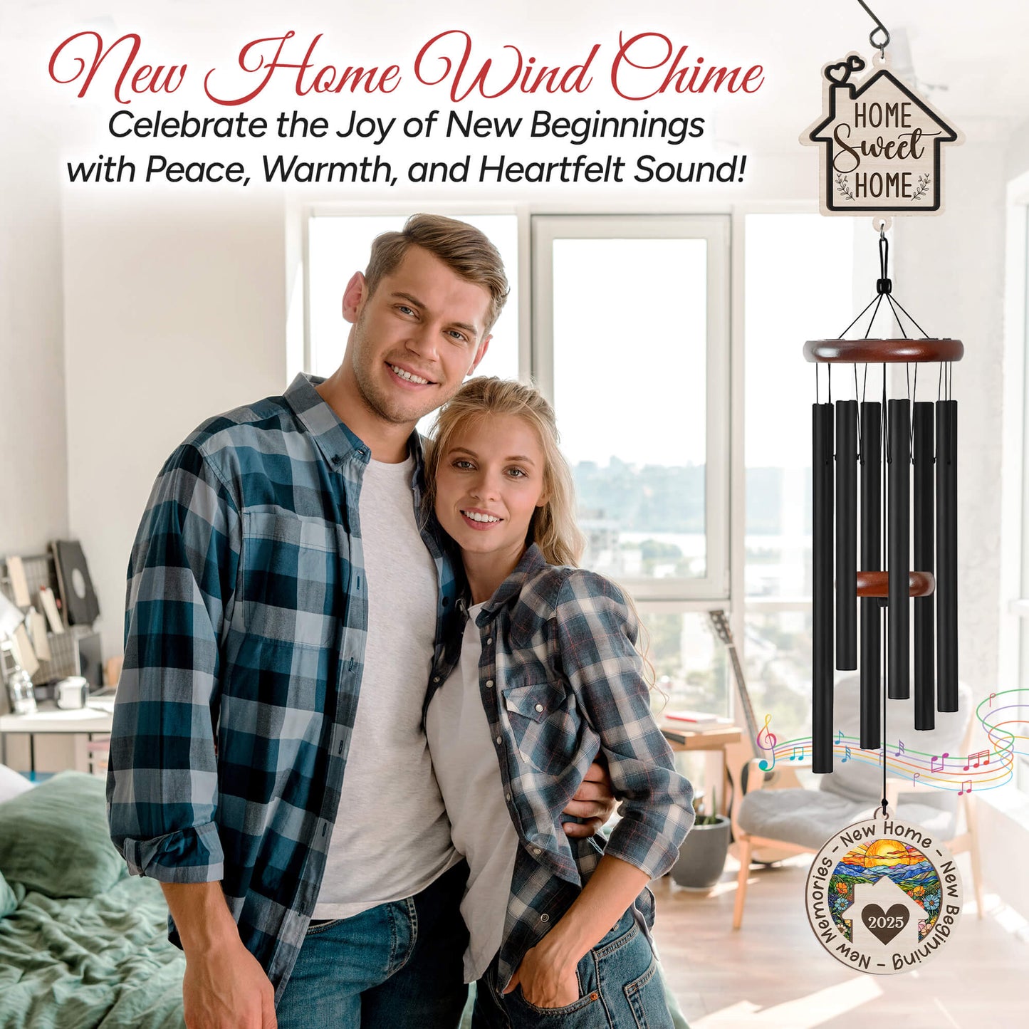 New Home Wind Chimes for Housewarming – Home Sweet Home Gift for New Homeowners