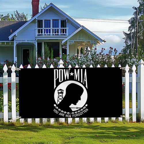 POW MIA Fence Banner – You Are Not Forgotten Outdoor Military Memorial Sign