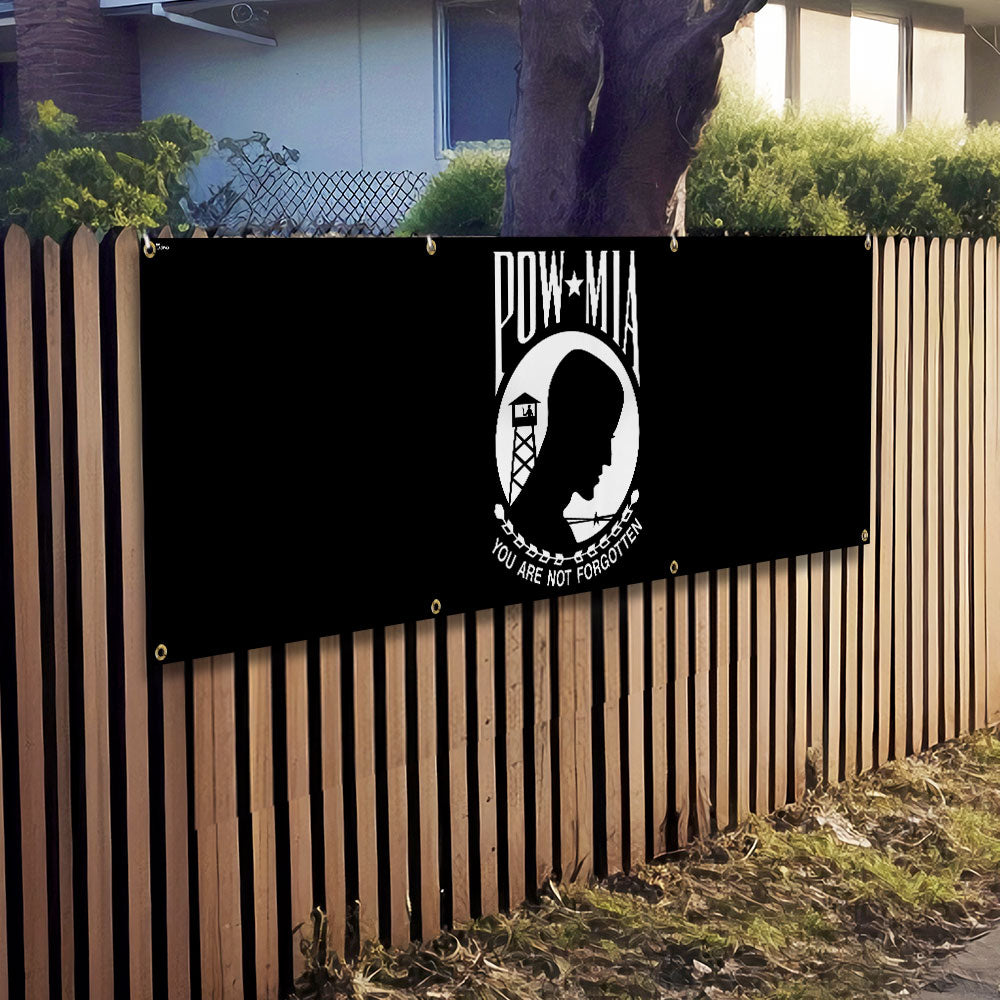 POW MIA Fence Banner – You Are Not Forgotten Outdoor Military Memorial Sign