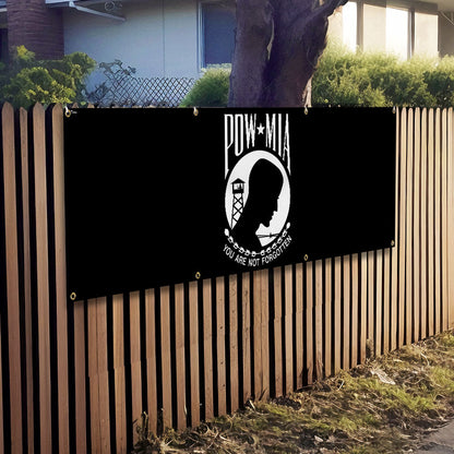 POW MIA Fence Banner – You Are Not Forgotten Outdoor Military Memorial Sign