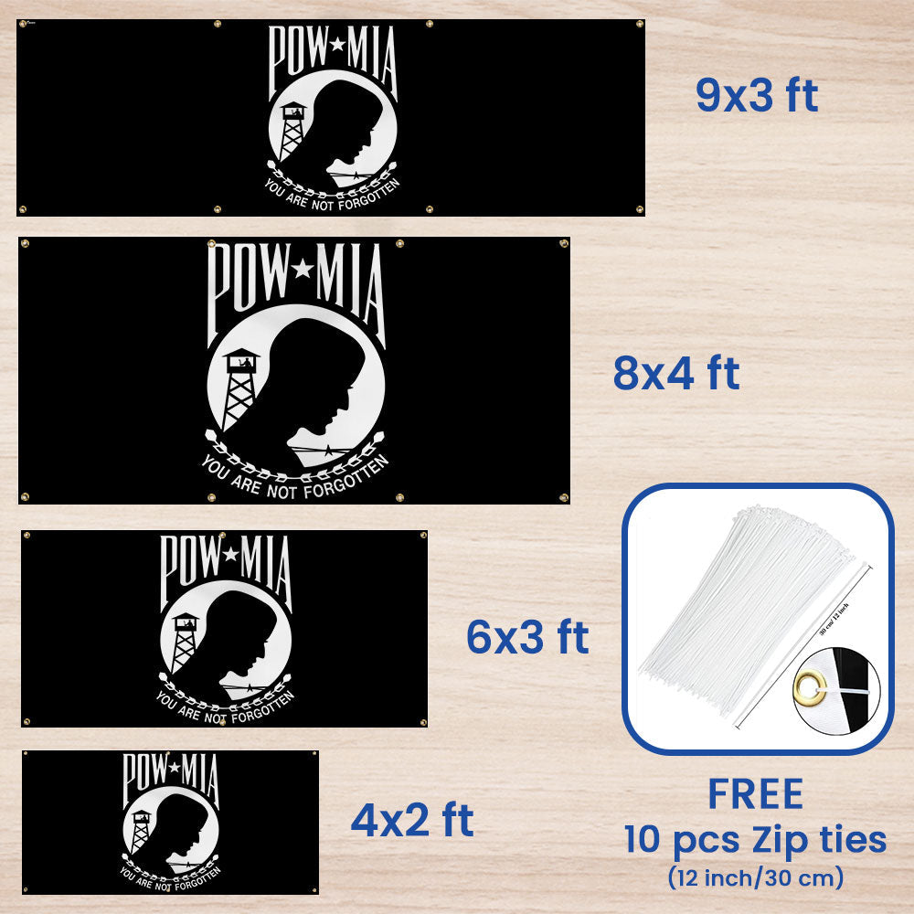 POW MIA Fence Banner – You Are Not Forgotten Outdoor Military Memorial Sign