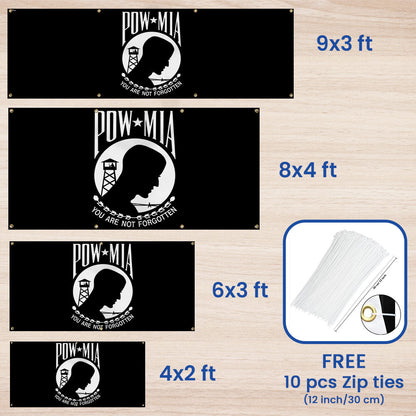 POW MIA Fence Banner – You Are Not Forgotten Outdoor Military Memorial Sign