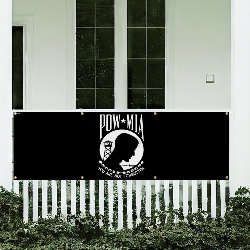 POW MIA Fence Banner – You Are Not Forgotten Outdoor Military Memorial Sign