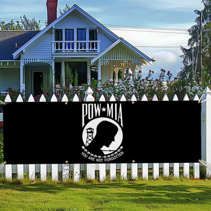 POW MIA Fence Banner – You Are Not Forgotten Outdoor Military Memorial Sign
