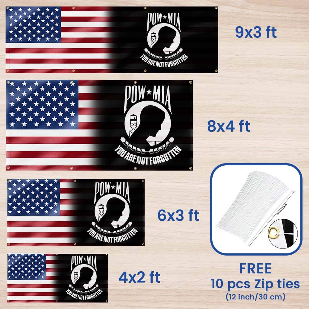 POW MIA Memorial Fence Banner – Patriotic Military Sign for Outdoor Decoration