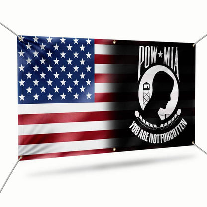POW MIA Memorial Fence Banner – Patriotic Military Sign for Outdoor Decoration