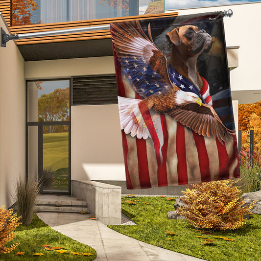 Boxer Dog Wrapped In Glory American Flag