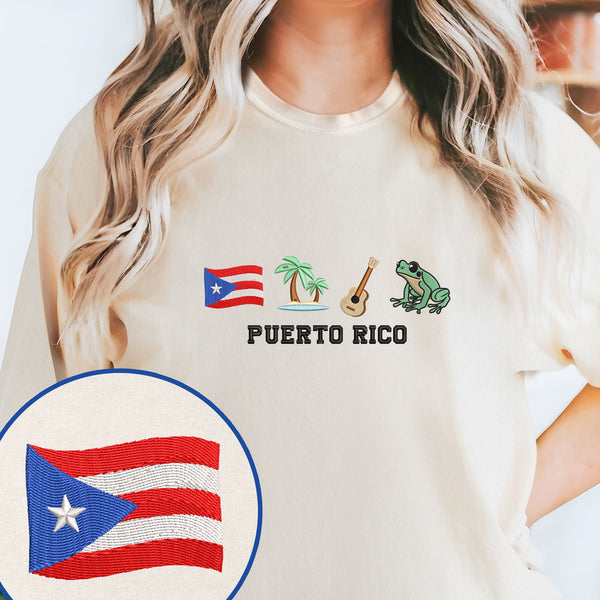 Puerto Rico Boricua Puerto Rican Embroidered T-shirt TPT1919ES