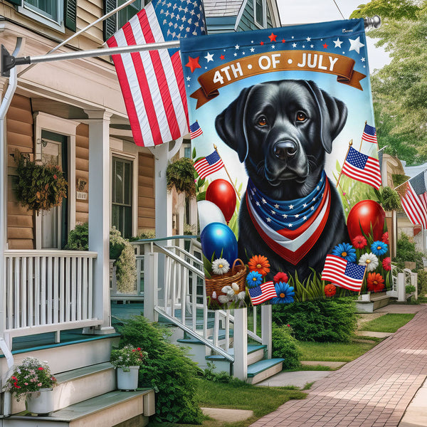 Flagwix American Flag - Black Labrador Retriever Dog 4th Of july Flag Wrapped in Glory TQN2983F