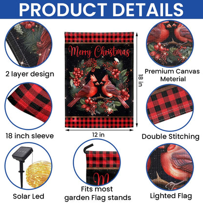 Cardinal Merry Christmas Winter Holiday Solar LED Garden Flag TQN4044SF