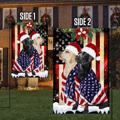 Black And Yellow Labrador Retrievers Flag Merry Christmas BNL285Fv18