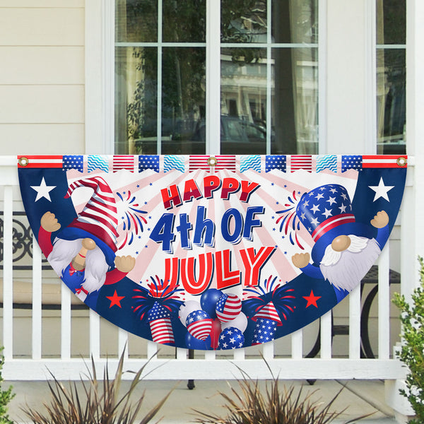 Flagwix American Flag - Happy 4th Of july Independence Day Gnomes Non-Pleated Fan Flag TQN3109FL