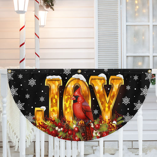 Cardinal Christmas Joy To The World Non-Pleated Fan Flag MLN4267FL 3-Day Shipping