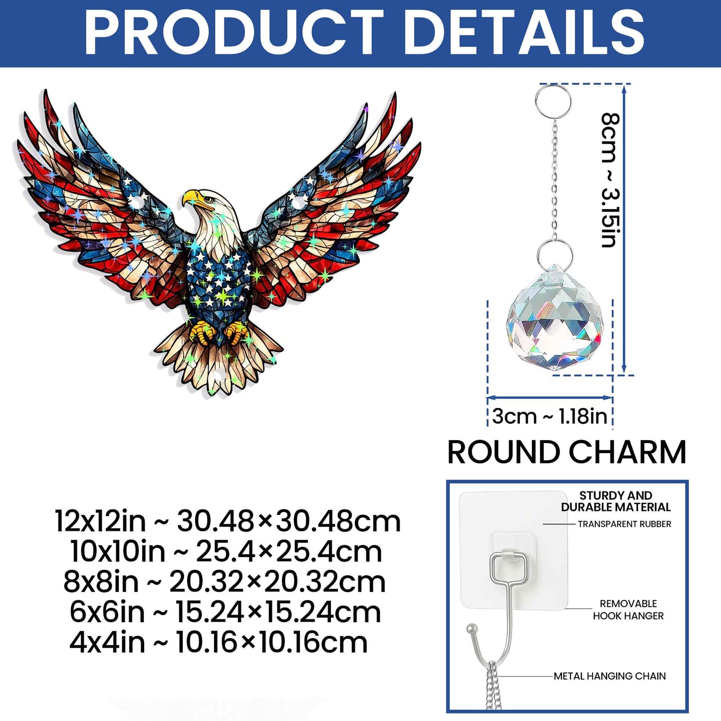 Patriotic Eagle Hologram Window Hanging TQN5514DNV