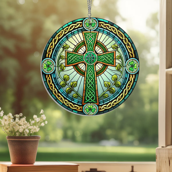 Celtic Knot Cross Irish Suncatcher Hanging Sign MLN4797AS