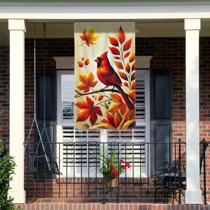 Cardinal Fall Autumn Leaves Flag MLN3564F