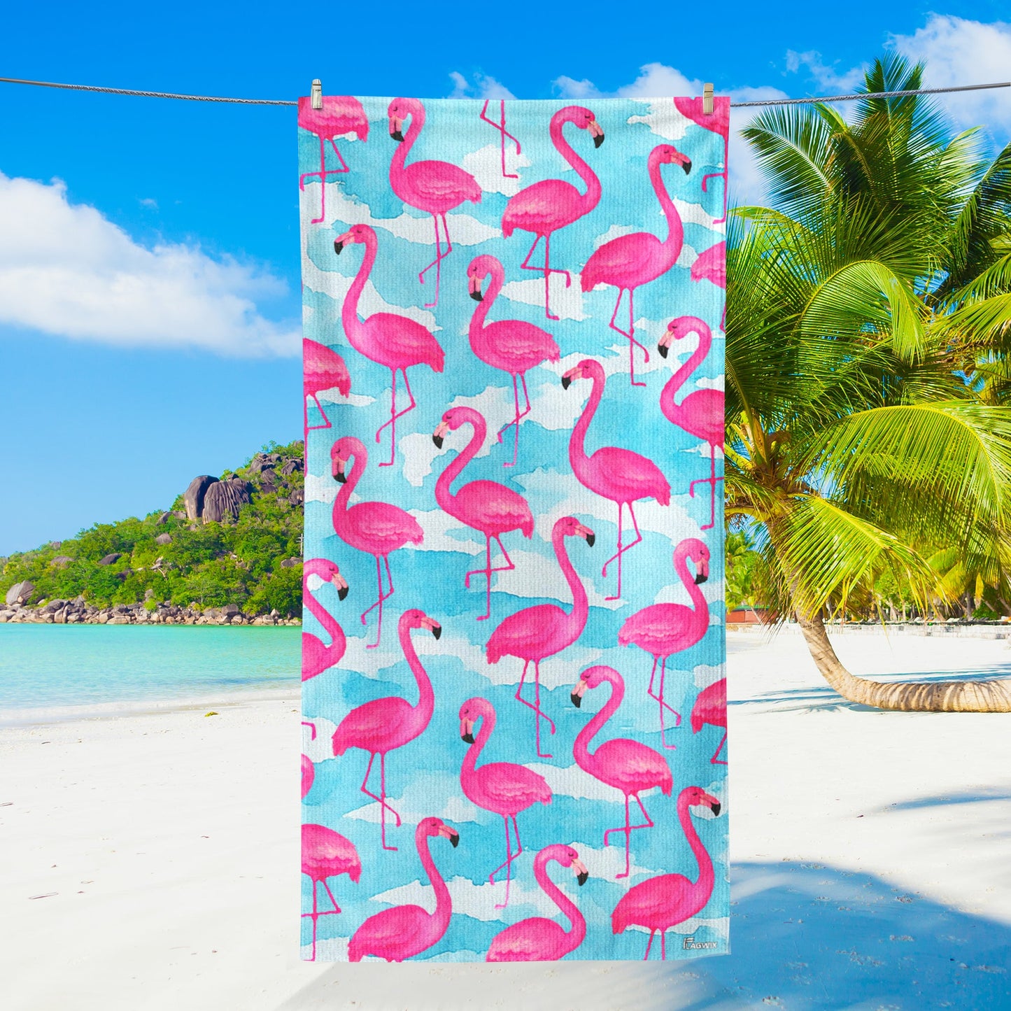 Pink Flamingo Tropical Summer Beach Towel TQN5289NTH