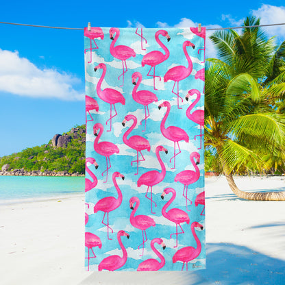 Pink Flamingo Tropical Summer Beach Towel TQN5289NTH