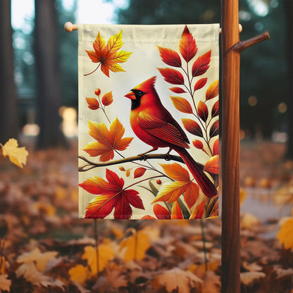Cardinal Fall Autumn Leaves Flag MLN3564F