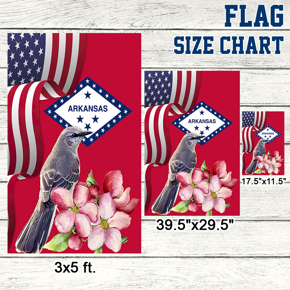Arkansas State Apple Blossom Flower and Mockingbird Flag MLN1141Fv16