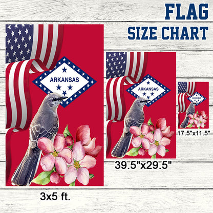 Arkansas State Apple Blossom Flower and Mockingbird Flag MLN1141Fv16
