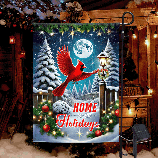 Cardinal Christmas Memorial Home For The Holidays Solar LED Garden Flag TQN4132SF