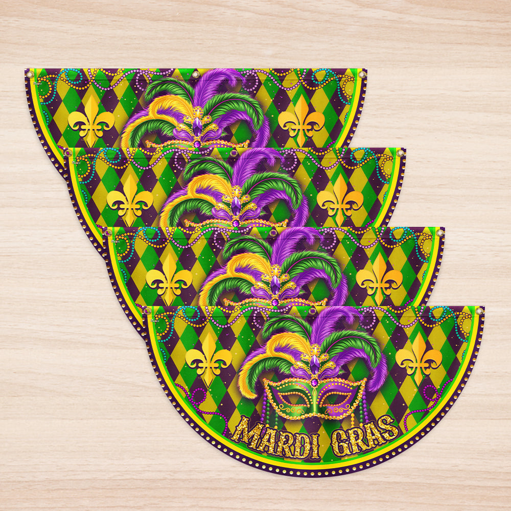 Mardi Gras Non-Pleated Fan Flag TPT2575FL