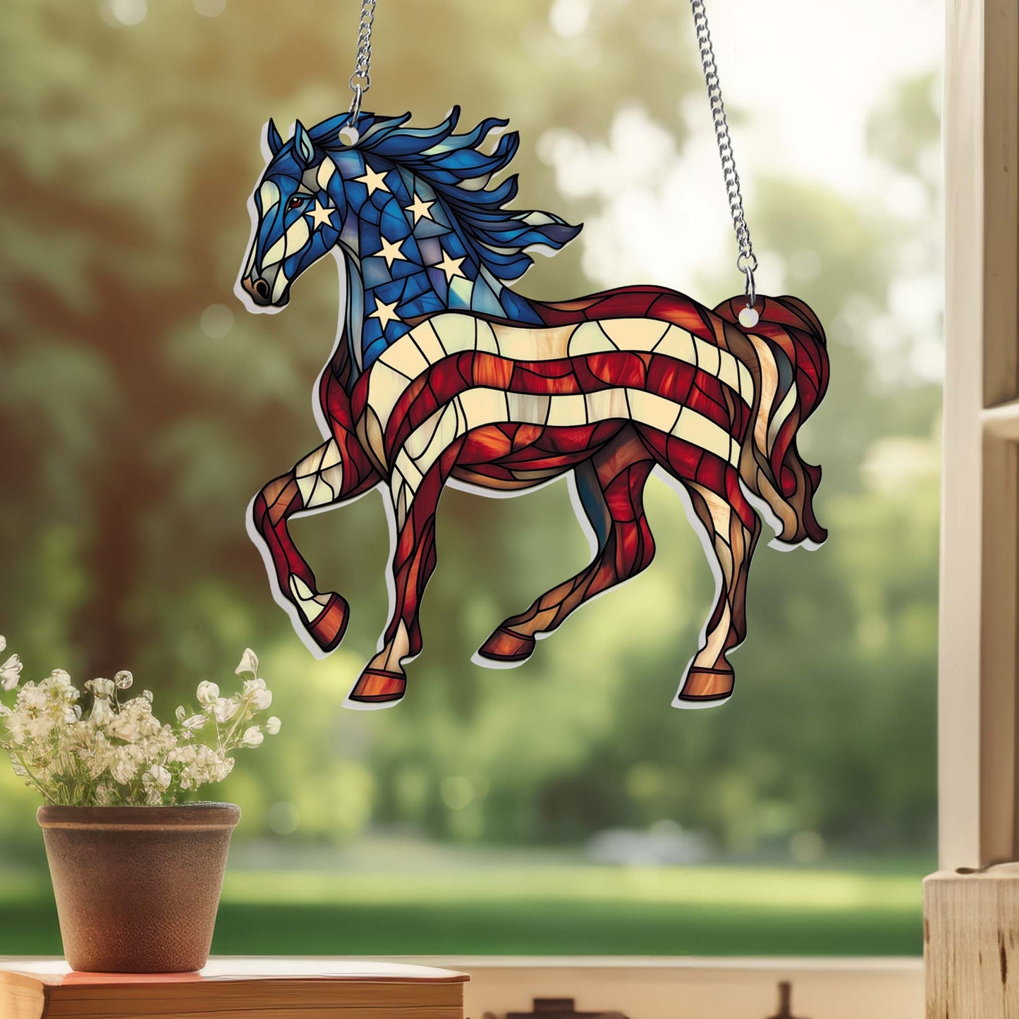 Patriotic Horse 4th Of july Suncatcher Window Hanging TQN5462PMN