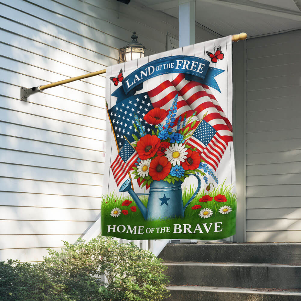 Patriotic Flower Flag Land Of The Free Home Of The Brave