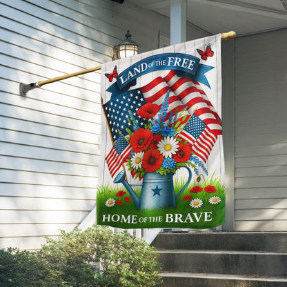 Patriotic Flower Flag Land Of The Free Home Of The Brave
