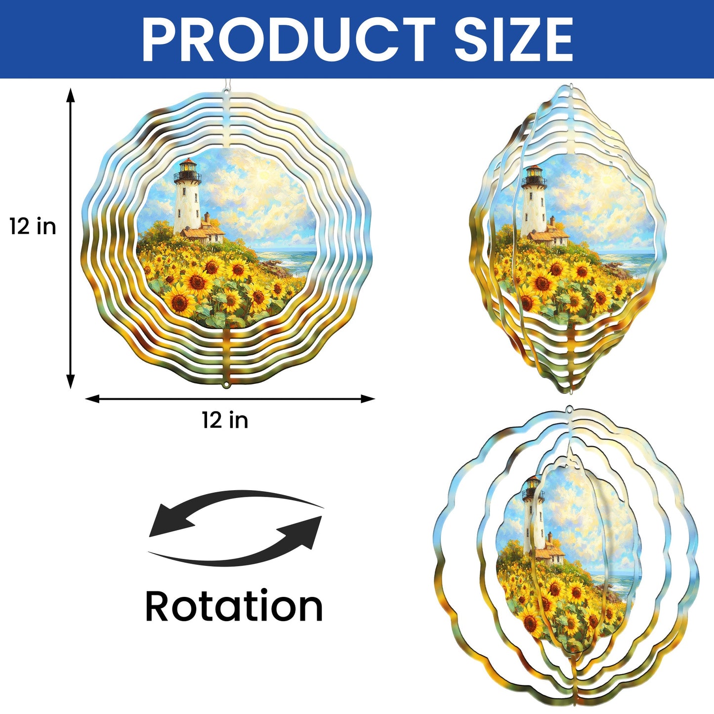 Sunflowers Lighthouse Wind Spinner VTM934WS