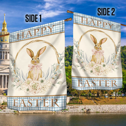 Bunny Easter Flag Floral Bunny Wreath TQN1060F