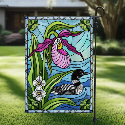 Lady's Slipper Flower and Loon Flag TQN3668F