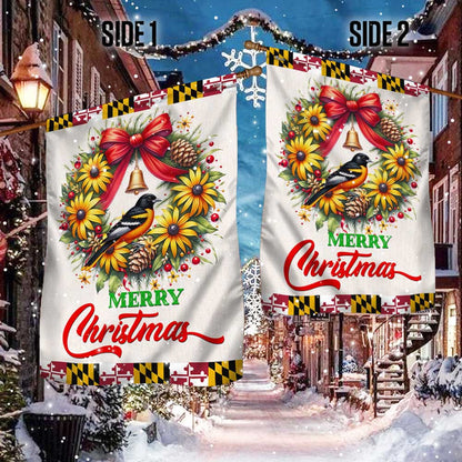 Black-Eyed Susan Christmas Wreath and Baltimore Oriole Maryland Flag TPT1304F