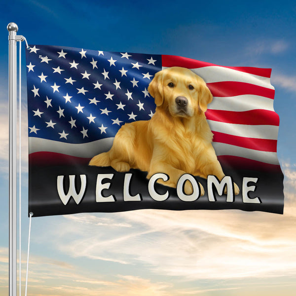 Flagwix American Flag - Golden Retriever Patriotic Dog American Grommet Flag TQN5345TTH